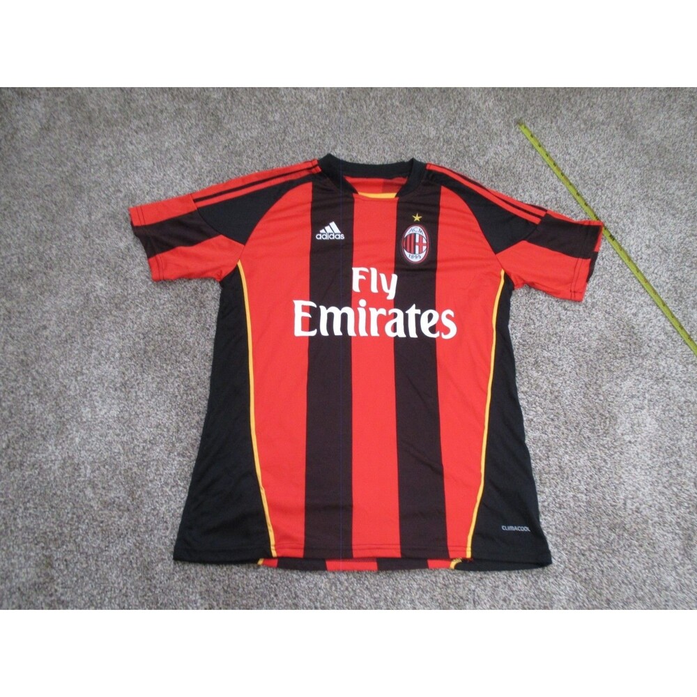 AC Milan Home Jersey Adidas 2010-2011 Fly Emirates Mens M/L